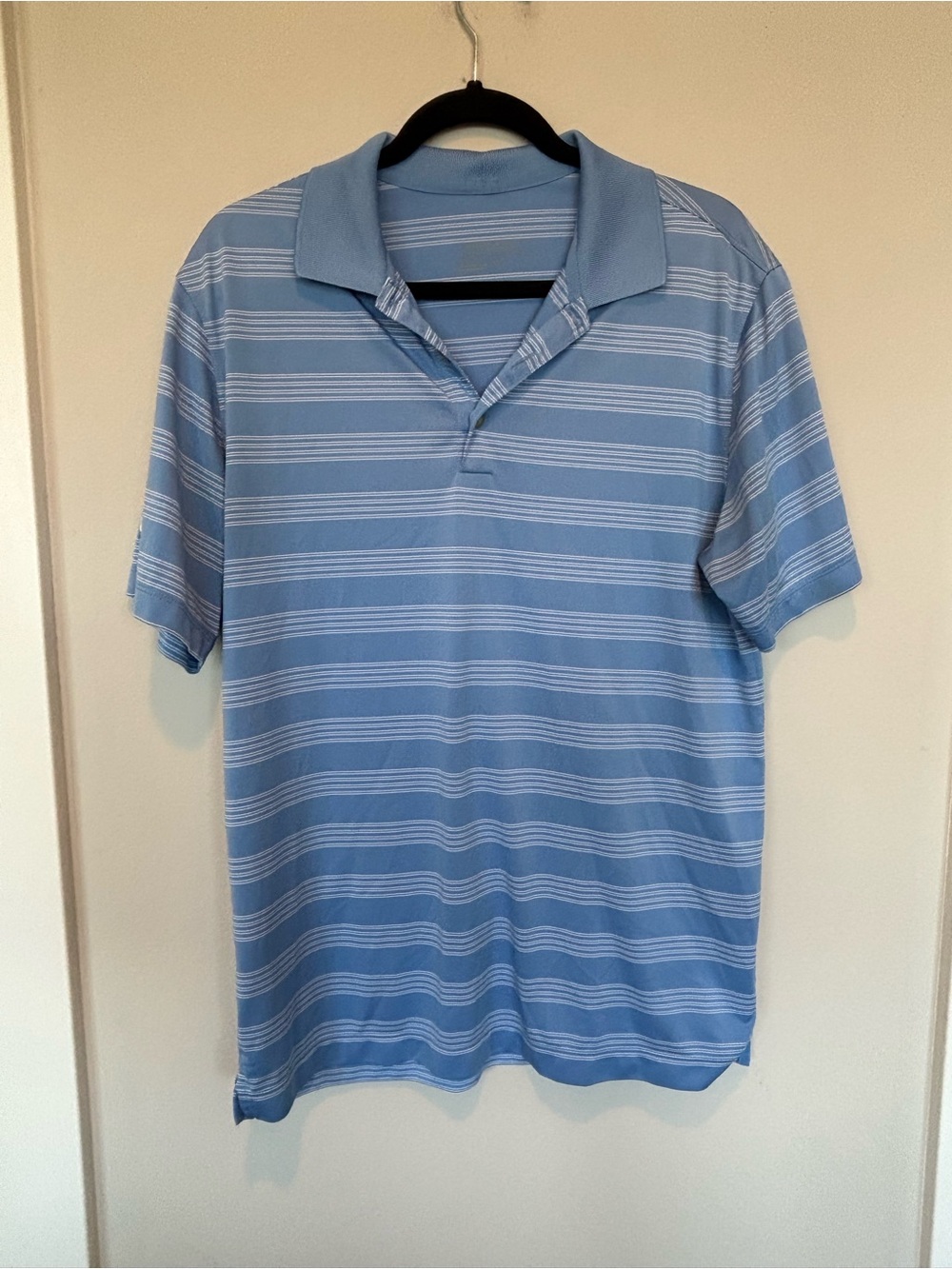 Nike Golf Light Blue Striped Polo Shirt